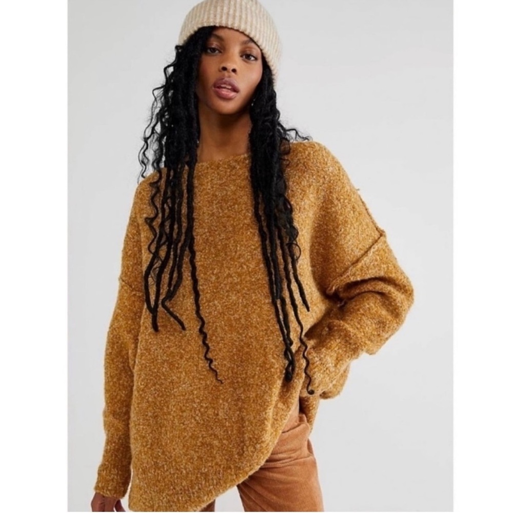 Free People Moira Oversized Slouchy Tunic Pullover Sweater Honeycomb Medium